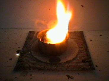 Burning zinc powder